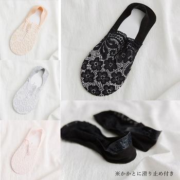 花柄レース 靴下 レディース くるぶしソックス 脱げない フットカバー 送料無料 即日発送-9