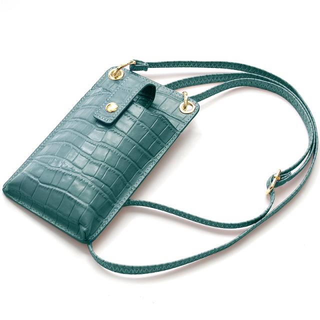 MOMO 牛革クロコ型押しショルダースマホポーチ AN 3155 3色展開 レディースカラバリポーチ 送料無料-9