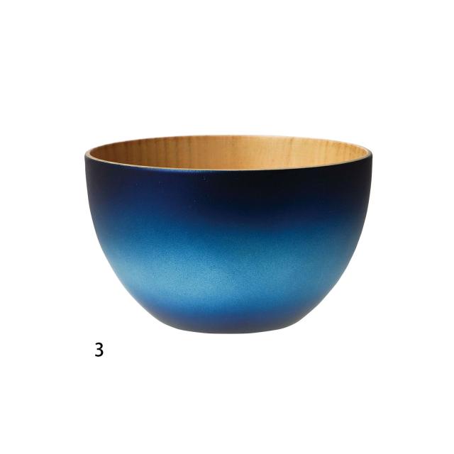 和食器 強化塗装 木製ボウル 中 乱糸ブラック グラデーションブルー いぶし銀 他全6カラー 送料無料-6
