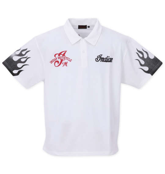 大きいサイズ INDIAN MOTOCYCLE プリント&刺繍鹿の子半袖ポロシャツ 3L 4L 5L 6L 8L ラッピング可 送料無料 即日発送-1