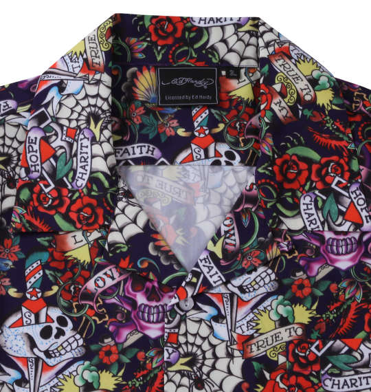 大きいサイズ Ed Hardy 接触冷感オープンカラー半袖シャツ 3L 4L 5L 6L 8L ラッピング可 送料無料 即日発送-3