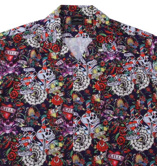 大きいサイズ Ed Hardy 接触冷感オープンカラー半袖シャツ 3L 4L 5L 6L 8L ラッピング可 送料無料 即日発送-5