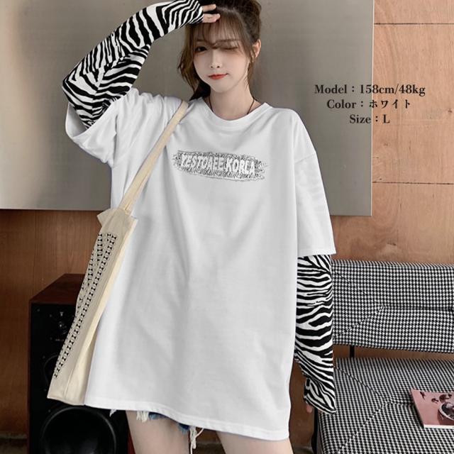 Tシャツ レディース トップス 重ね着風 送料無料 即日発送-6