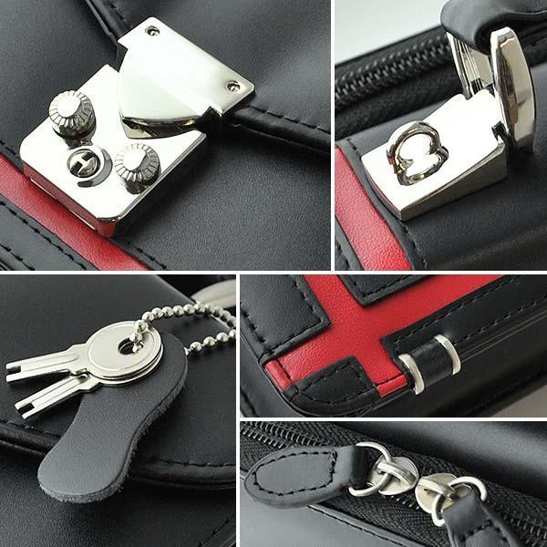 馬革×クロスライン鍵付きセカンドバッグ UH 2462 財布要らずのメンズポーチ 3色展開 unitedHOMME 送料無料-1