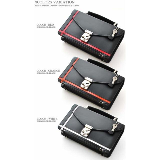 馬革×クロスライン鍵付きセカンドバッグ UH 2462 財布要らずのメンズポーチ 3色展開 unitedHOMME 送料無料-3