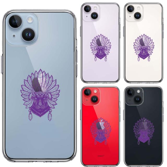 iPhone14Plus ケース クリア ネイティブアメリカン ヒョウ 豹 スマホケース 側面ソフト 背面ハード ハイブリッド 送料無料-1
