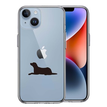 iPhone14 ケース クリア 犬 シルエット ラブラドールレトリバー スマホケース 側面ソフト 背面ハード ハイブリッド  送料無料-0
