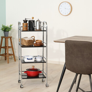 マルチワゴン ブラック×クロム 4段 送料無料-12