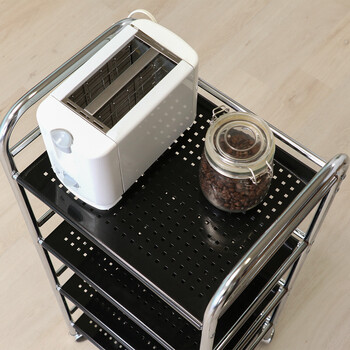 マルチワゴン ブラック×クロム 4段 送料無料-15