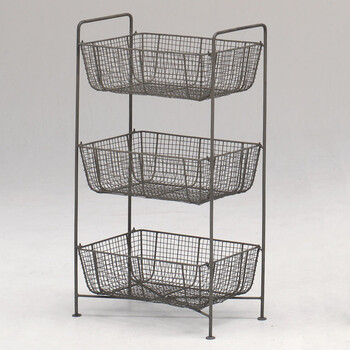 小物の魅力を引き出してくれる メッシュ3段ワイヤーバスケット 送料無料-4