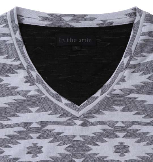 大きいサイズ in the attic 膨れオルテガジャガードVネック半袖Tシャツ 3L 4L 5L 6L MC832201-76622 ラッピング可 送料無料 即日発送-2