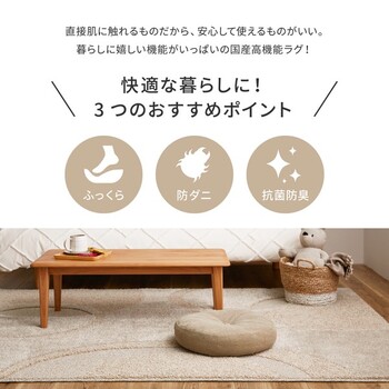 ラグ タフトラグ 約185×240cm　抗菌 防ダニ ふっくら 厚手 日本製 ミラク グレー 送料無料-1