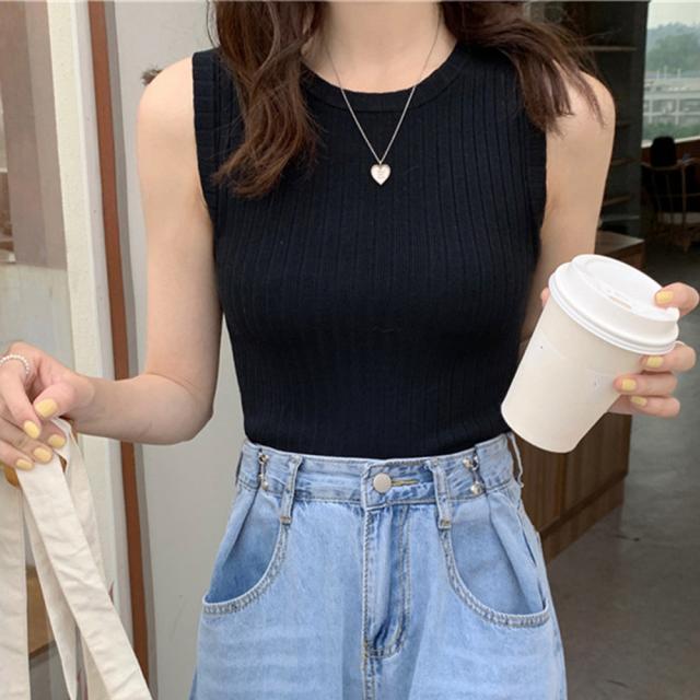 リブニット タンクトップ レディース春夏 送料無料 即日発送-5