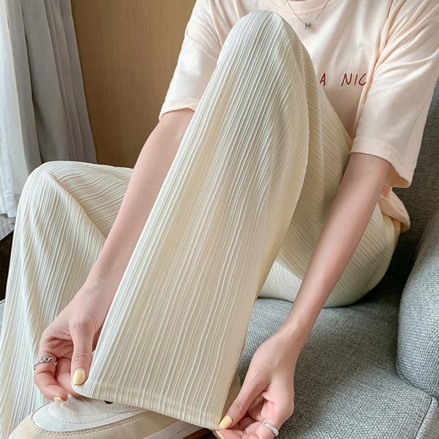 セミワイドパンツ プリーツパンツ 美脚 送料無料 即日発送-5