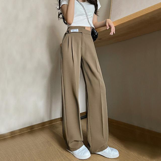 ワイドパンツ アシンメトリー 英字ロゴ 送料無料 即日発送-3