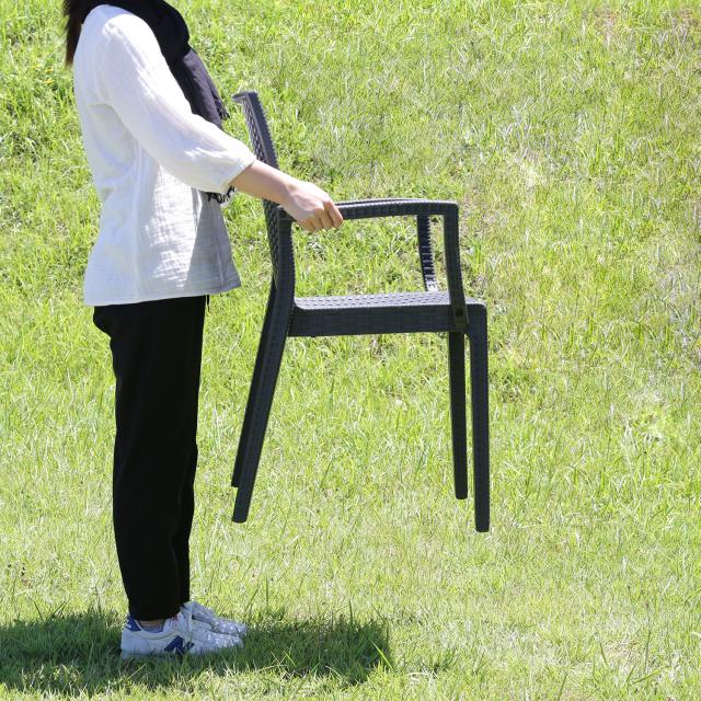 ステラ チェアー 肘付き ブラック グレー 2脚セット 送料無料-10