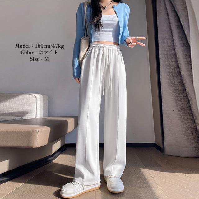 セミワイドパンツ 無地 レディース 5色 送料無料 即日発送-5