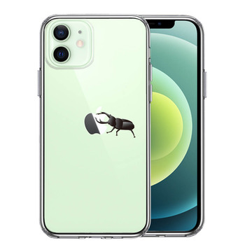 iPhone12mini ケース クリア クワガタムシ 2 昆虫 スマホケース 側面ソフト 背面ハード ハイブリッド 送料無料-0