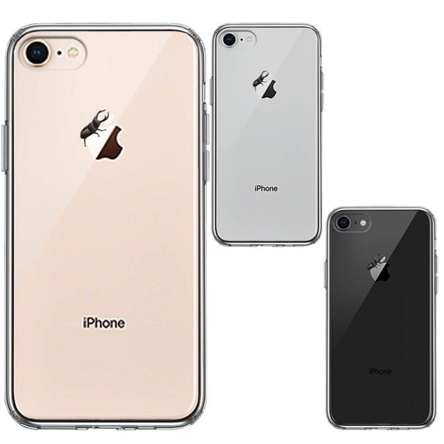 iPhone8 ケース クリア クワガタムシ 昆虫 スマホケース 側面ソフト 背面ハード ハイブリッド 送料無料-1