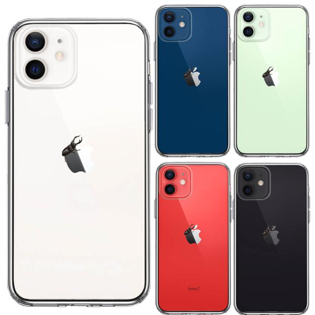 iPhone12mini ケース クリア クワガタムシ 昆虫 スマホケース 側面ソフト 背面ハード ハイブリッド 送料無料-1