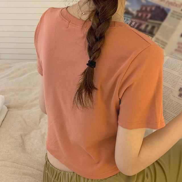 ショート丈Tシャツ へそ出し 8色 夏 送料無料 即日発送-4