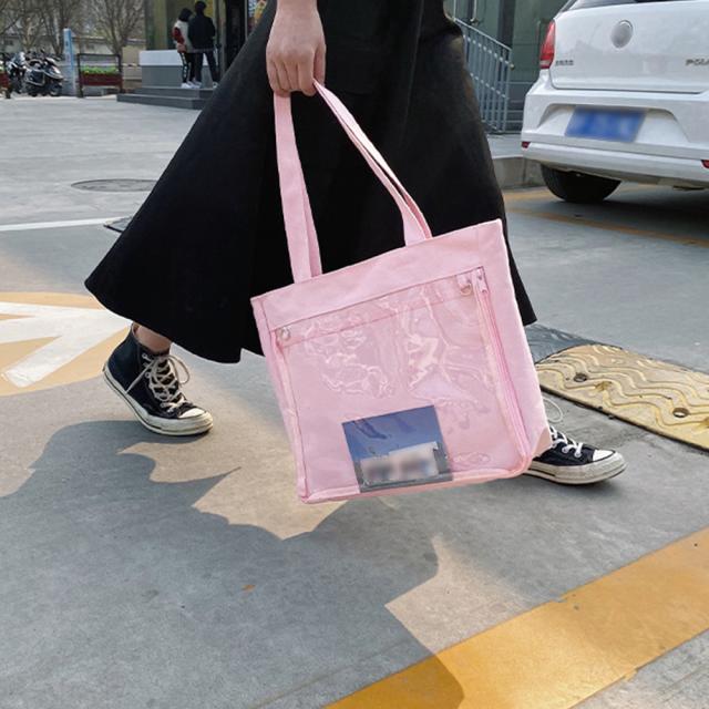 キャンバスバッグ クリアポケット 大容量 送料無料 即日発送-8