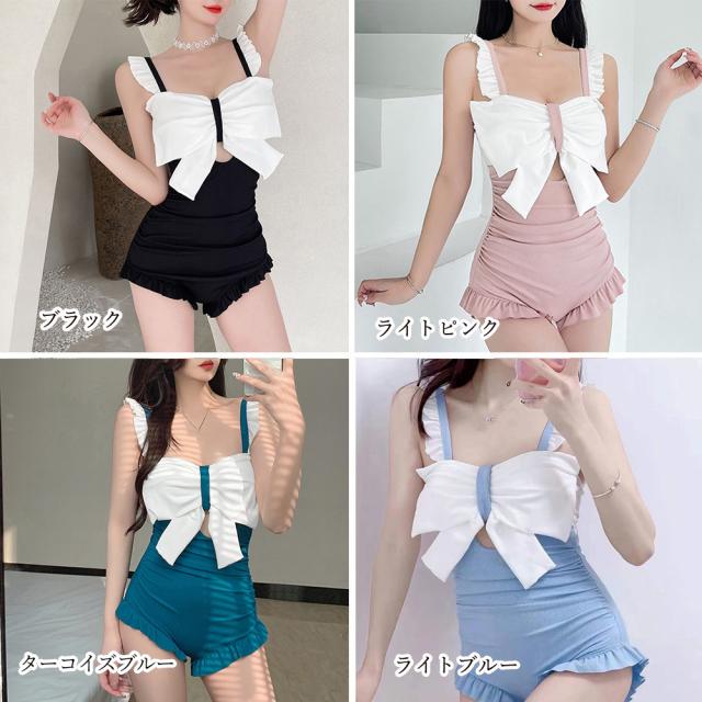 ワンピース水着 レディース ビッグリボン 送料無料 即日発送-1