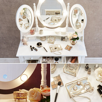 ドレッサー スツール付き MD 6729WH ホワイト 送料無料-2