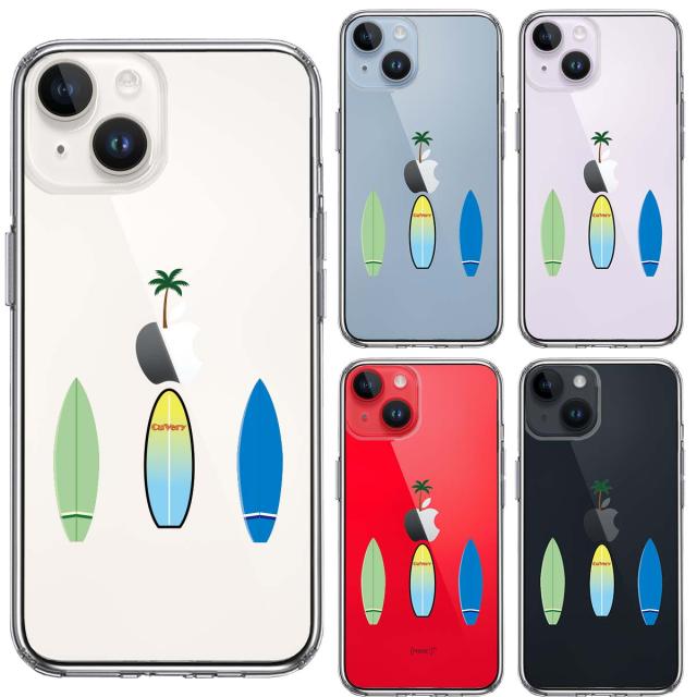 iPhone14Plus ケース クリア サーフボード スマホケース 側面ソフト 背面ハード ハイブリッド 送料無料-1