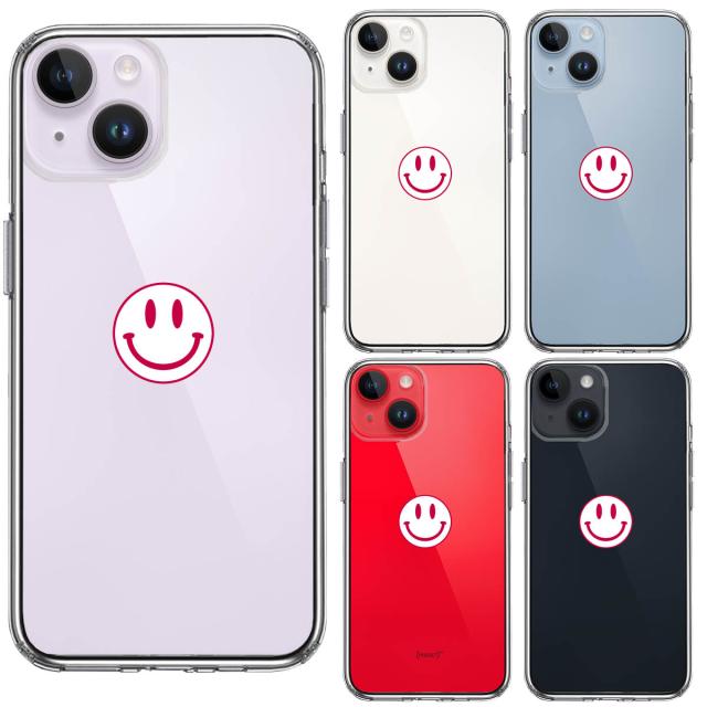 iPhone14Plus ケース クリア にこちゃん スマイル マーク スマホケース 側面ソフト 背面ハード ハイブリッド 送料無料-1