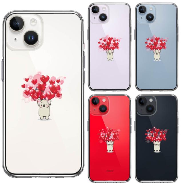 iPhone14Plus ケース クリア コアラ ハート いっぱい スマホケース 側面ソフト 背面ハード ハイブリッド  送料無料-1