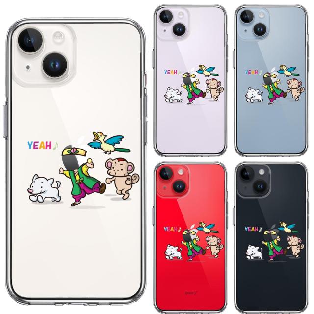 iPhone14 ケース クリア 桃太郎 パーティー 軍団 スマホケース 側面ソフト 背面ハード ハイブリッド 送料無料-1