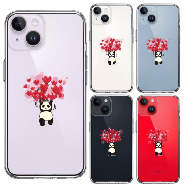 iPhone14 ケース クリア パンダ ハート いっぱい 重量挙げ 努力感 スマホケース 側面ソフト 背面ハード ハイブリッド 送料無料-1