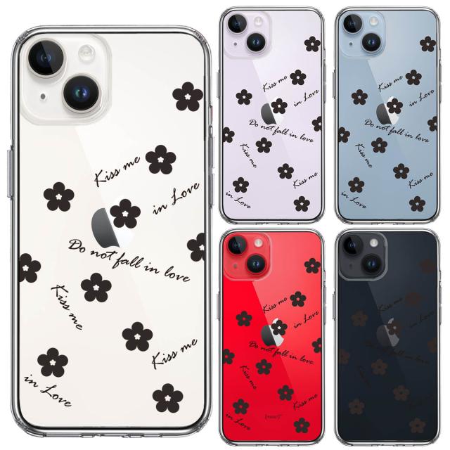 iPhone14 ケース クリア フラワー ブラック スマホケース 側面ソフト 背面ハード ハイブリッド 送料無料-1