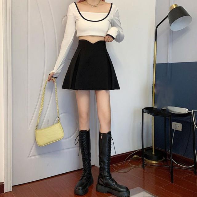 ハイウエスト Aライン ミニスカート 送料無料 即日発送-7