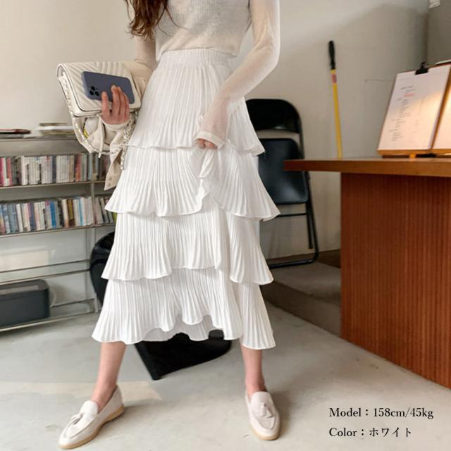 ティアードスカート プリーツ 春夏 送料無料 即日発送-4