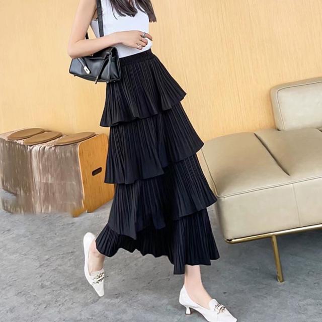 ティアードスカート プリーツ 春夏 送料無料 即日発送-6