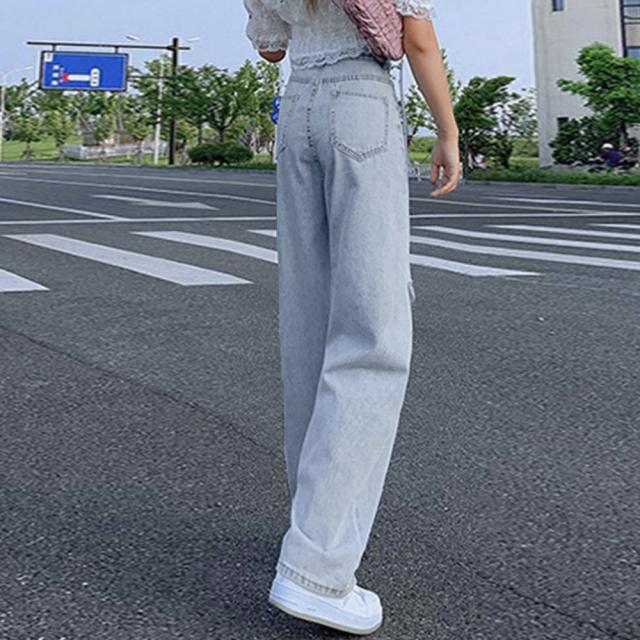 デニムストレートパンツ ダメージジーンス 送料無料 即日発送-5