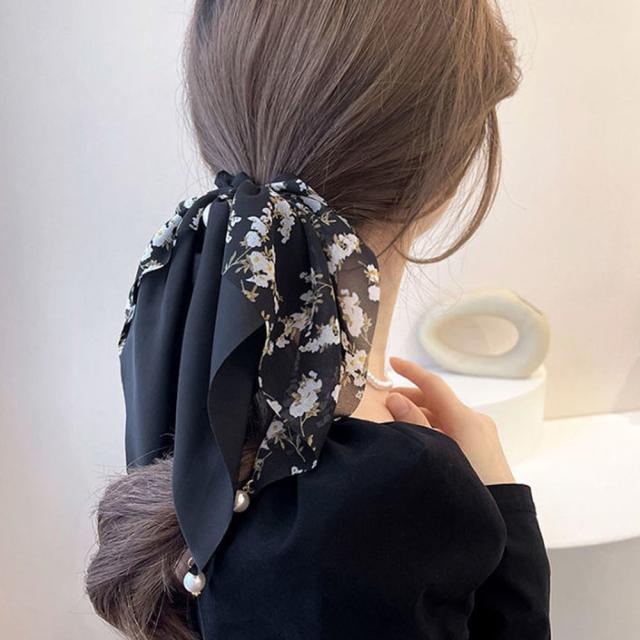 花柄 スカーフシュシュ春夏リボンヘアゴム 送料無料 即日発送-5