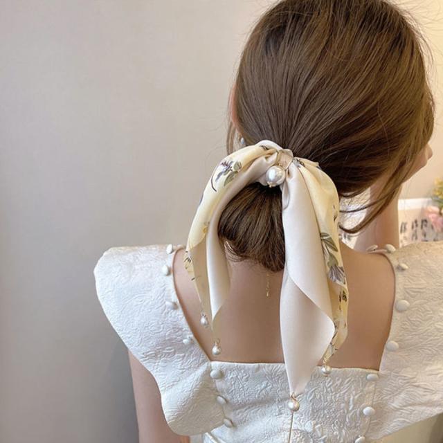 花柄 スカーフシュシュ春夏リボンヘアゴム 送料無料 即日発送-7