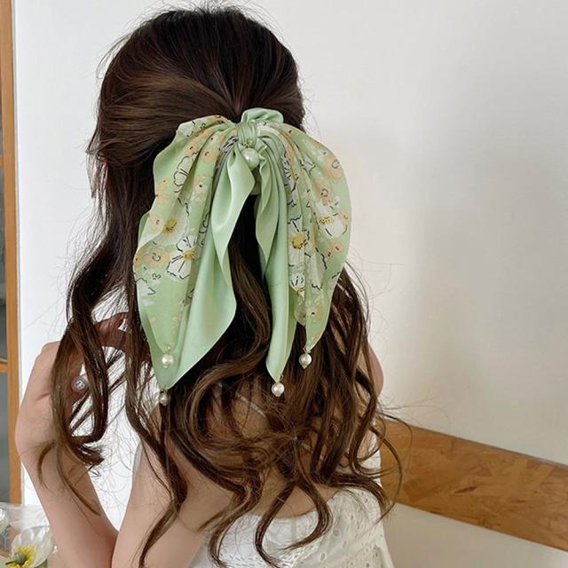 花柄 スカーフシュシュ春夏リボンヘアゴム 送料無料 即日発送-8