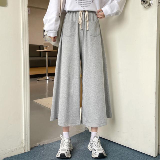 スウェットワイドパンツ ウエストゴム 送料無料 即日発送-4