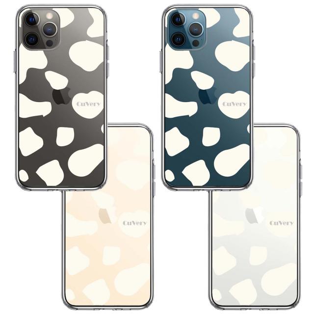 iPhone12Pro ケース クリア アニマル柄 カウ 牛 ホワイト スマホケース 側面ソフト 背面ハード ハイブリッド  送料無料-1