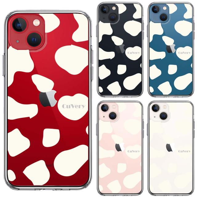 iPhone13mini ケース クリア アニマル柄 カウ 牛 ホワイト スマホケース 側面ソフト 背面ハード ハイブリッド 送料無料-1