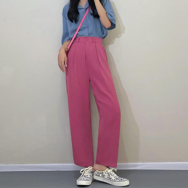 セミワイドパンツ カラーパンツ 9分丈 送料無料 即日発送-3