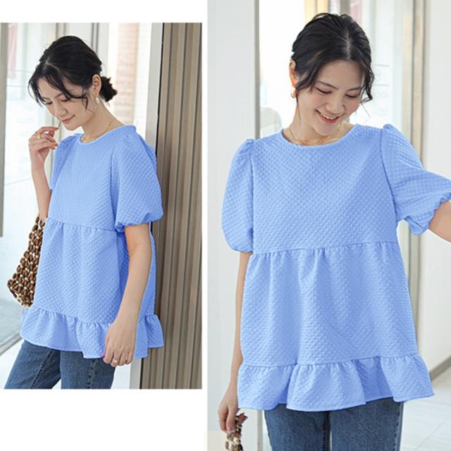 フレアトップスボリュームス袖 ブラウス夏 送料無料 即日発送-9