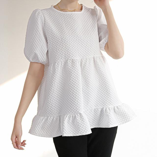 フレアトップスボリュームス袖 ブラウス夏 送料無料 即日発送-4