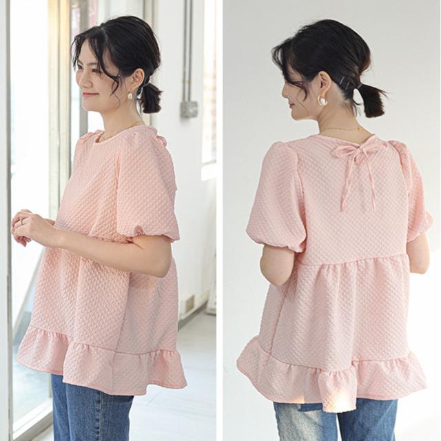 フレアトップスボリュームス袖 ブラウス夏 送料無料 即日発送-8