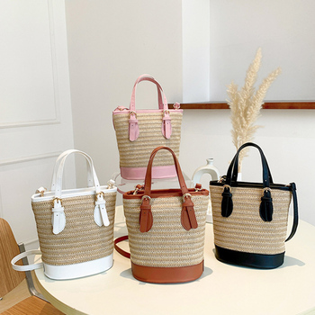 ストローショルダーバッグ かごバッグ 夏 送料無料 即日発送-0