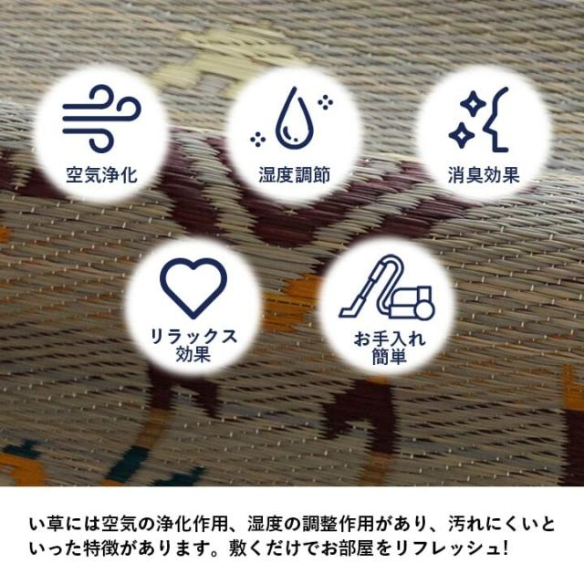ラグ い草ラグ 約180×240cm ヴィンテージ エスニック キリム柄 カッコイイ おしゃれ 湿度調節 消臭効果 NSライク 送料無料-3